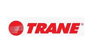 A red and white logo of trane.