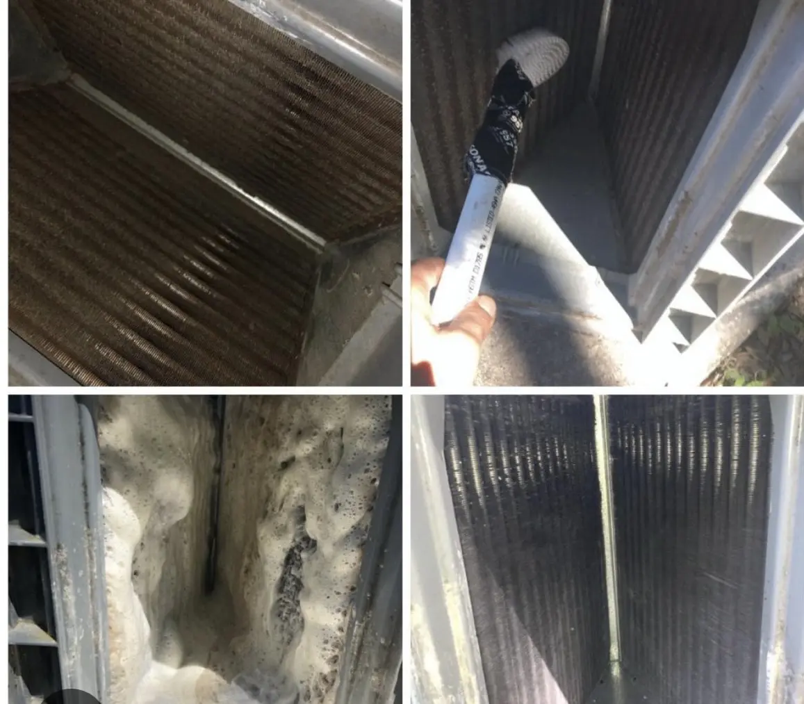 A collage of photos showing the process of cleaning.